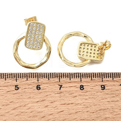 Brass Micro Pave Cubic Zirconia Stud Earrings KK-CBA5B62-03B-G-1