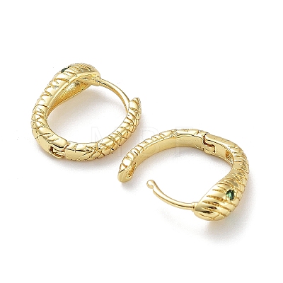 Rack Plating Brass with Cubic Zirconia Snake Hoop Earrings EJEW-Z031-03G-1