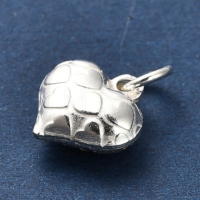 925 Sterling Silver 3D Textured Heart Charms STER-U009-10S-02-1