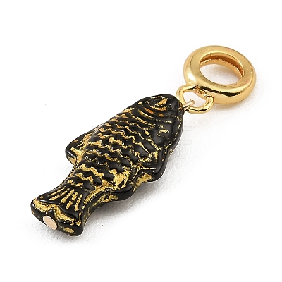 Brass Resin & Enamel European Dangle Charms KK-CBA217A-07G-02-1