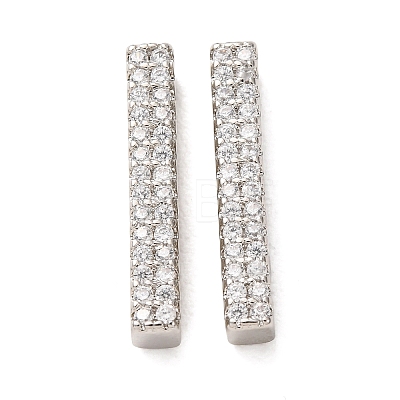 Brass Micro Pave Clear Cubic Zirconia Rectangle Spacer Bars CU-H003-02P-1