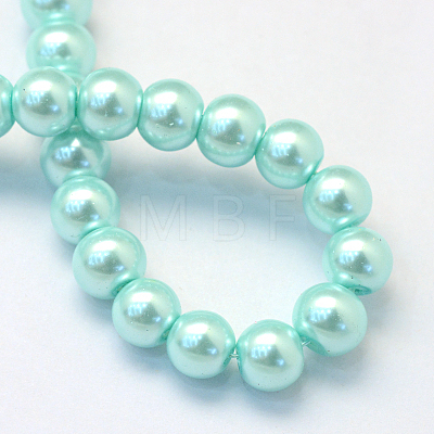 Baking Painted Pearlized Glass Pearl Round Bead Strands HY-Q003-6mm-45-1