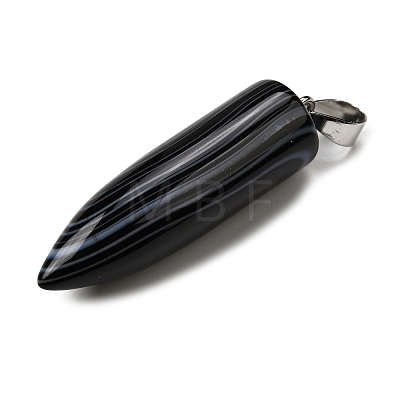 Natural Black Banded Agate(Dyed & Heated) Pointed Pendants G-F820-12L-1