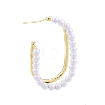 ABS Plastic Imitation Pearl Oval Stud Earrings EJEW-P205-03G-1