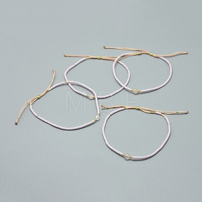 Adjustable Natural Rose Quartz Braided Bead Bracelets BJEW-F391-A01-1