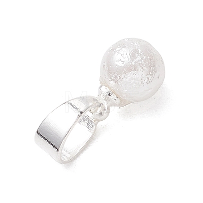 Wrinkle Textured Shell Pearl Round Charms PALLOY-JF05063-02-1