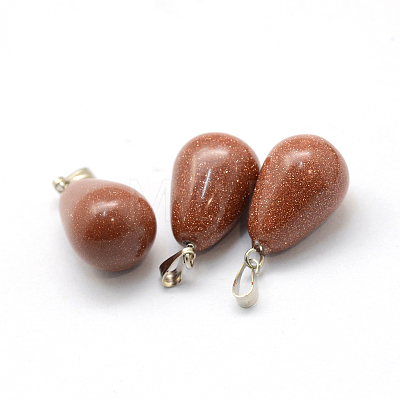 Teardrop Synthetic Goldstone Pendants X-G-Q435-14-1