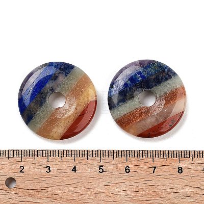 Chakra Natural Gemstone Pendants G-K099-30mm-01-1