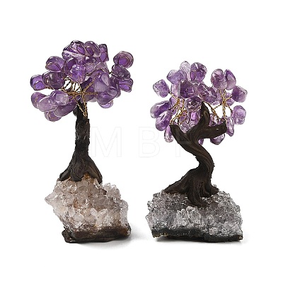 Natural Amethyst Chips Tree Sculpture DJEW-K026-01A-1