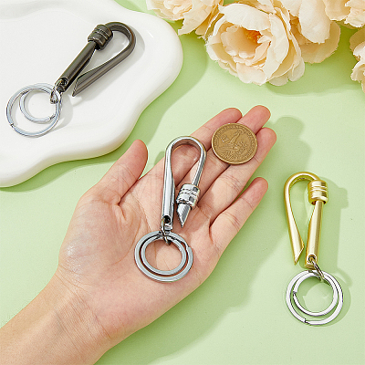 HOBBIESAY 3Pcs 3 Colors Alloy Heavy Duty Keychains with 2 Detachable Key Rings FIND-HY0002-93-1