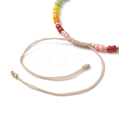 Colorful Glass Seed & Brass Braided Bead Bracelet BJEW-JB10138-01-1