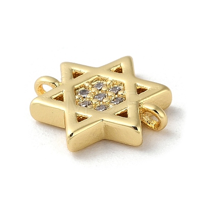 Rack Plating Brass Micro Pave Clear Cubic Zirconia Connector Charms KK-K332-37G-1