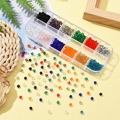 480Pcs 12 Colors Imitate Austrian Crystal Bicone Glass Beads GLAA-FS0001-66-1