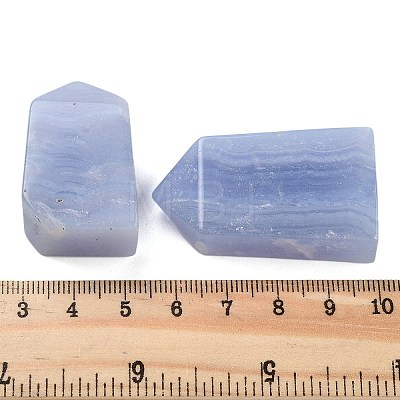 Natural Blue Lace Agate Point Pentagonal Prism Figurines G-G126-01-1