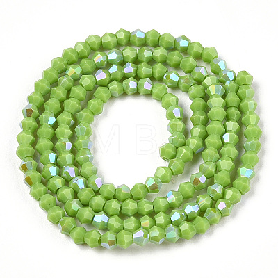 Opaque Solid Color Electroplate Glass Beads Strands EGLA-A039-P2mm-L21-1