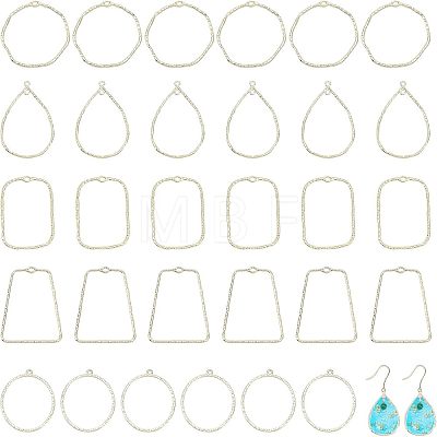 30Pcs 5 Styles Alloy Open Back Bezel Pendants FIND-CA0006-15-1