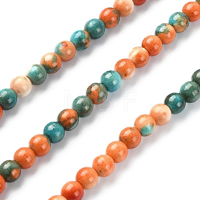 Synthetic Ocean White Jade Round Beads Strands G-YW0001-42A-1