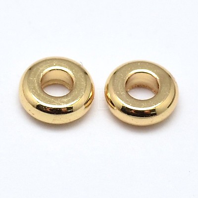 Brass Flat Round Spacer Beads KK-M085-14G-NR-1