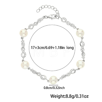 Rhodium Plated 925 Sterling Silver Micro Pave Cubic Zirconia Link Bracelets UU8076-1