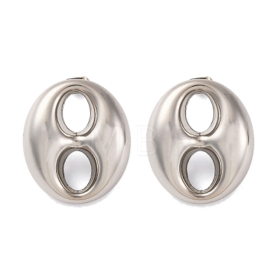 Oval 304 Stainless Steel Stud Earrings EJEW-A125-79B-P-1