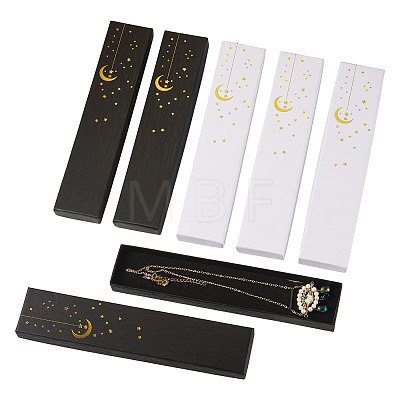6Pcs 2 Colors Gold Stamping Moon Printed Cardboard Paper Jewelry Necklace Packaging Boxes CON-TA0001-46-1