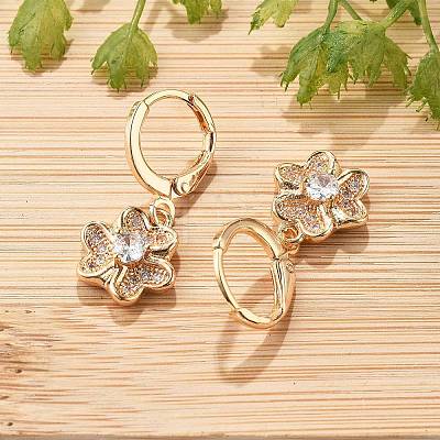Brass Micro Pave Clear Cubic Zirconia Hoop Earrings for Women EJEW-G428-24G-01-1