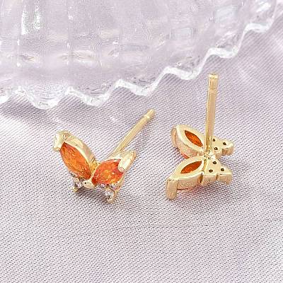 Brass Micro Pave Cubic Zirconia Stud Earrings for Women KK-A305-06G-05-1