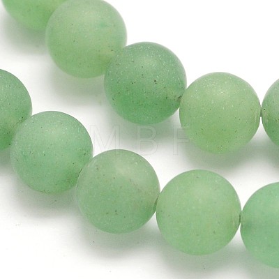 Frosted Round Natural Green Aventurine Beads Strands G-N0166-54-6mm-1