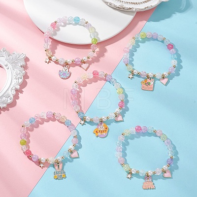 Easter Alloy Enamel Charm Bracelets BJEW-JB13331-1