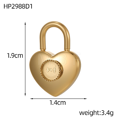 Heart Lock 304 Stainless Steel Pendants Cabochon Settings STAS-OY007-08G-1