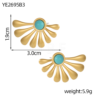 Natural & Synthetic Mixed Stone Fan Stud Earrings EJEW-OY011-81G-1