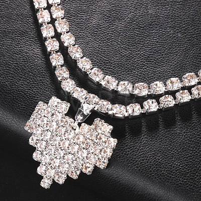 Alloy Full Crystal Rhinestone Heart Charm Double Layer Waist Chian WG7517E-04-1