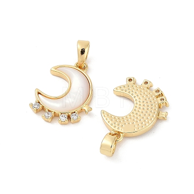 Natural White Shell Moon Pendants KK-U043-23G-02-1