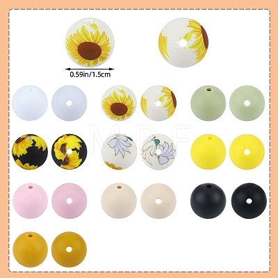 70Pcs 10 Styles Silicone Focal Beads SIL-SZ0002-31-1