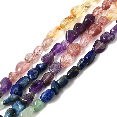 Natural Strawberry Quartz & Citrine & Amethyst & Green Aventurine & Lapis Lazuli Beads Strands G-L610-B15-01-1