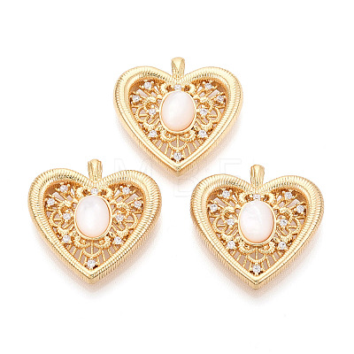 Natural White Shell Pendants KK-N287-13G-1