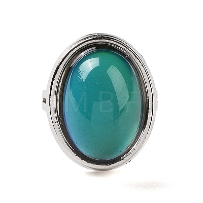 Glass Oval Mood Ring RJEW-C031-03P-1