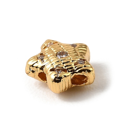 Brass Micro Pave Cubic Zirconia Beads KK-D262-06G-01-1