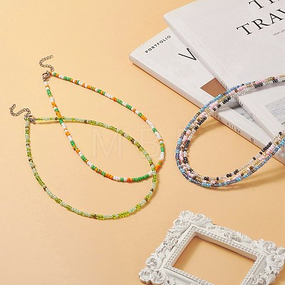 Glass Seed Beaded Two Loops Wrap Bracelet for Women BJEW-JB09216-1