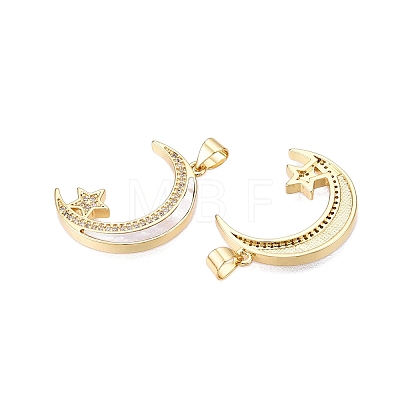Brass Micro Pave Clear Cubic Zirconia Pendants KK-N254-188G-1