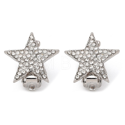 Star Brass Micro Pave Clear Cubic Zirconia Clip-on Earrings EJEW-U049-01P-1