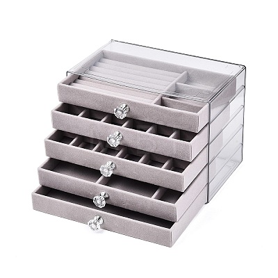 5-Tier PET Plastic Jewelry Storage Drawer Boxes CON-N016-01B-1