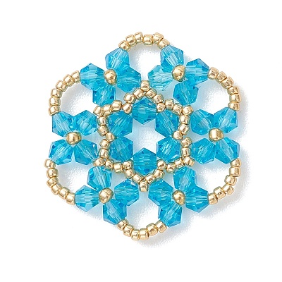 7Pcs Glass Seed Beaded Pendants PALLOY-MZ01245-1