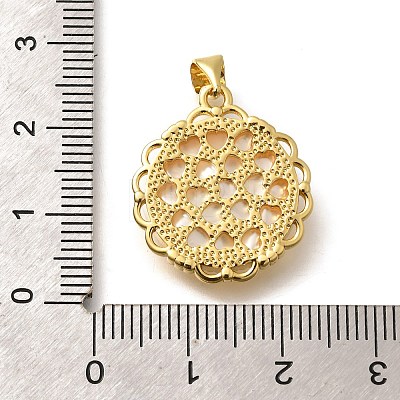 Brass with Natural Shell Carved Pendants KK-Z091-06G-02-1