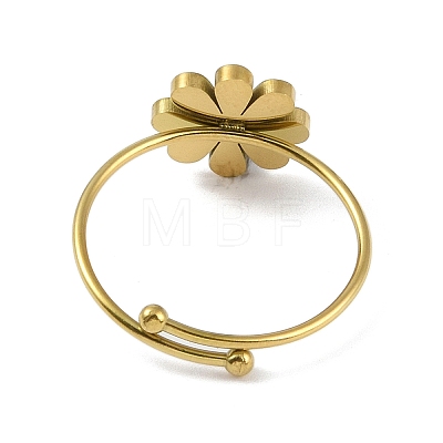 Ion Plating(IP) Flower 304 Stainless Steel Enamel Ring RJEW-A038-18G-04-1