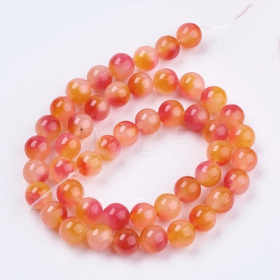 Two Tone Natural White Jade Bead Strands G-R165-8mm-06-1