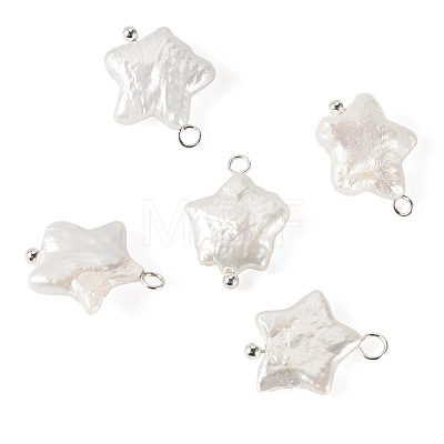 6Pcs Natural Nucleated Baroque Keshi Pearl Pendants PALLOY-TA00374-1