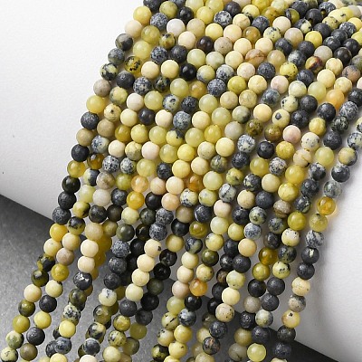 Natural Yellow Turquoise(Jasper) Beads Strands G-Z116-A19-2mm-1