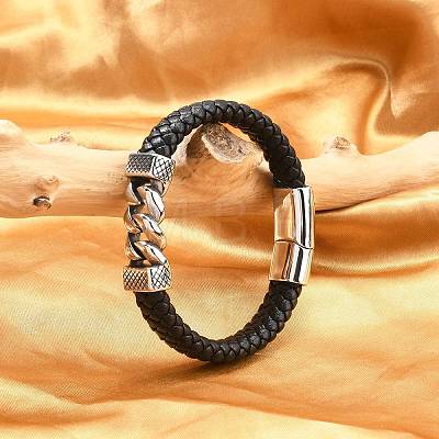 1Pc Braided Leather Cord Bracelets for Men BJEW-DJ0001-13-1