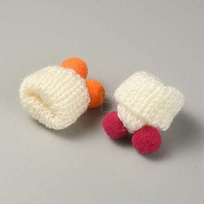 Woolen Crochet Mini Hat with Double Pom Pom Ball DIY-WH0032-56L-1